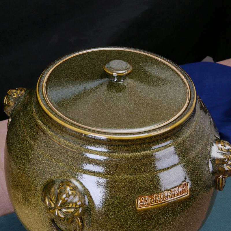风源陶瓷水缸酒坛酒缸茶水缸茶末釉 带水龙头 30斤