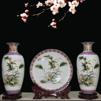 装饰品摆件陶瓷花瓶三件套瓷器客厅现代新中式家居路路高升