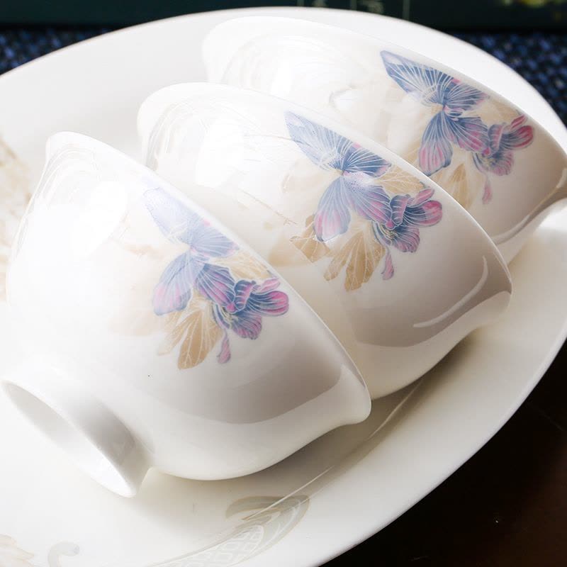 风源 骨瓷餐具韩式碗盘碗碟套装陶瓷器家用结婚乔迁礼品（28头配九斗）图片