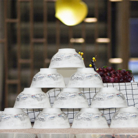 风源4.5英寸高脚碗景德镇陶瓷碗 防烫米饭碗 骨瓷餐具套装碗(雪景10个装)