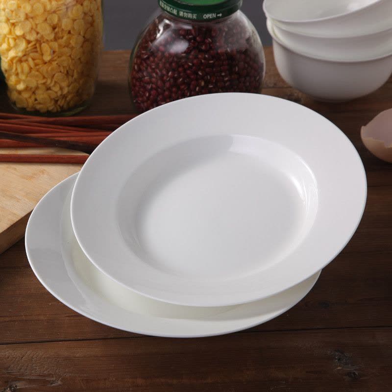 风源28头骨瓷碗盘碟纯白景德镇陶瓷器骨瓷餐具套装（韩式碗配置圆形汤碗）图片