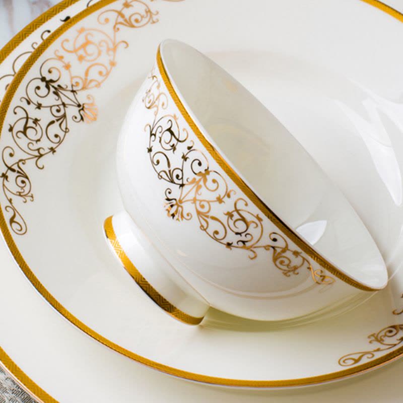 风源fy60头骨瓷餐具碗 家用碗碟套装组合 欧式盘碗碟创意送礼图片