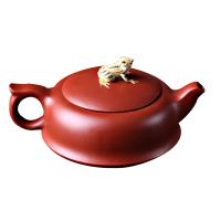 风源紫砂壶套装枣红泥荷叶青蛙纯手工茗家茶壶(茶壶一个)