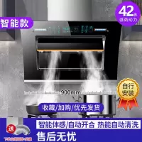洛滑壁挂式双电机抽油烟机家用厨房大吸力自动清洗小型租房脱排油烟机_智能型900宽双电机+自动开合(自行安装+八键大屏)