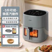 小浣熊空气炸锅家用新款2023电炸锅烤箱一体机智能可视化5L_深灰色可视款上置面板
