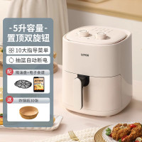 小浣熊空气炸锅家用新款2023电炸锅烤箱一体机智能可视化5L_奶白色机械款