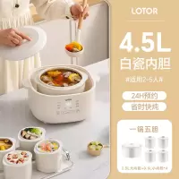 小浣熊大白电炖锅电炖盅隔水炖家用全自动陶瓷小型煲汤蒸煮2一4人3_白色五胆款