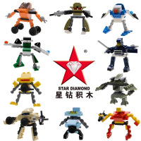 星钻积木STAR DIAMOND创意警察战舰军事恐龙动物塑料小颗粒拼装儿童积木玩具6-14岁 雷霆机器人十盒套装