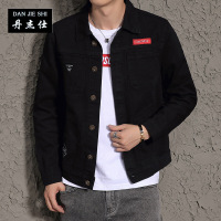 丹杰仕夹克男韩版修身牛仔工装外套男大码宽松休闲迷彩青年水洗上衣春秋