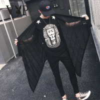 花花公子贵宾夜店发型师潮男网纱中长款马甲三角菱形透气马甲披风歌手宽松马甲