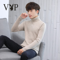 花花公子贵宾高领毛衣男韩版潮学生纯色打底衫原宿风青少年修身韩版时尚针织衫