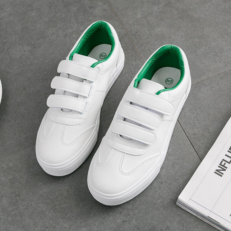 2019秋季新款板鞋百搭帆布鞋女魔术贴学生韩版休闲平底粘扣小白鞋mar