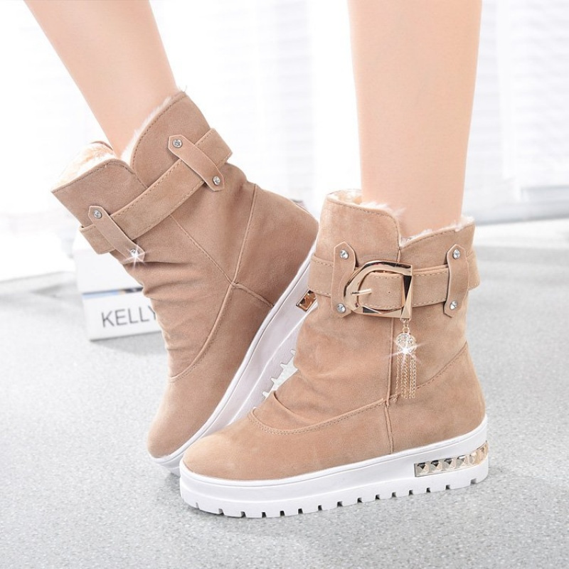 麦瑞思 Mar Pairs 女士中筒靴 冬季新款短靴平底内增高磨砂皮中筒女靴子厚底坡跟皮带扣学生靴子 价格图片品牌报价 苏宁易购麦购拉服装专营店