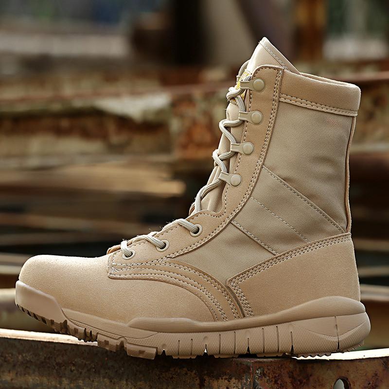 夏季超轻07作战靴男户外登山靴高帮作训沙漠靴透气帆布靴