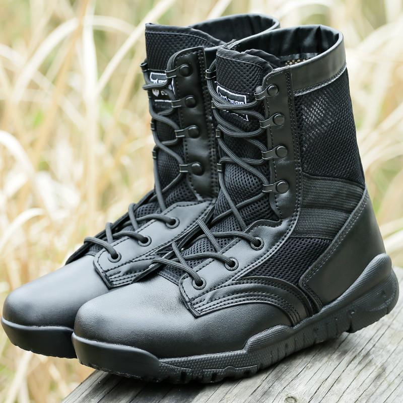 网眼作训靴男夏季高帮战术靴特种兵作战靴军迷透气陆战靴