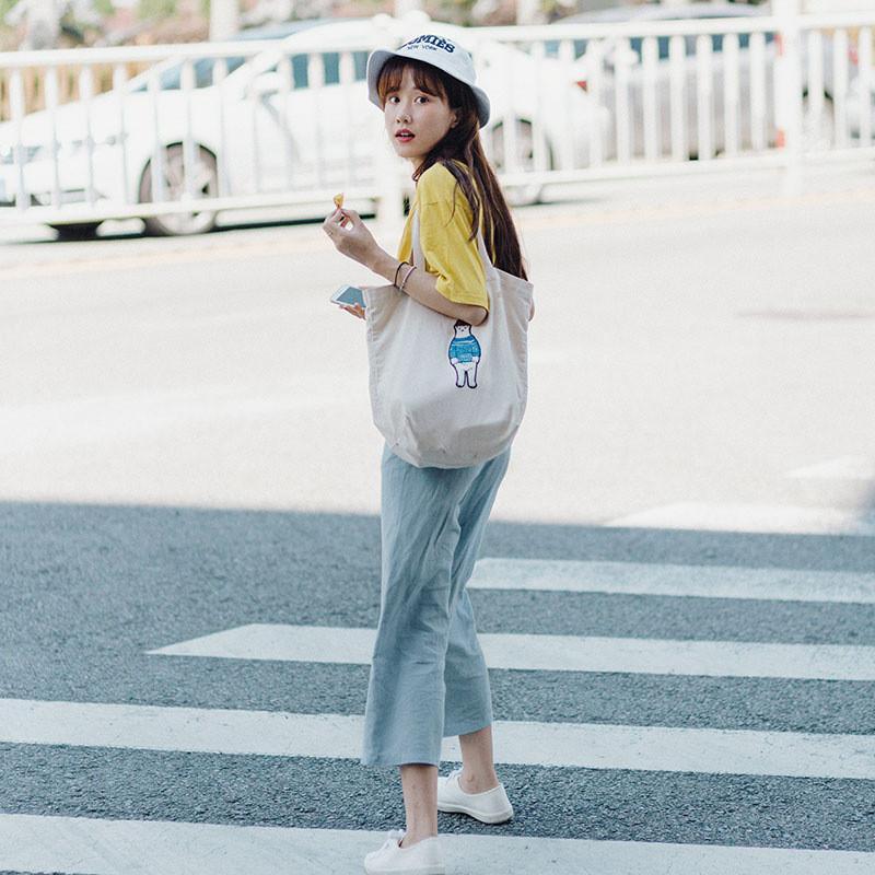 2017新款瞌睡兔休闲感超舒适宽松九分小阔腿裤女夏2017新款百搭九分裤