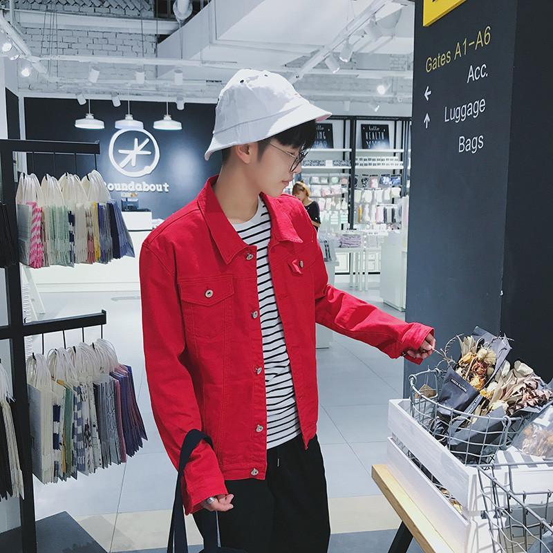 秋装牛仔外套男青年韩版学生春秋百搭帅气宽松日系复古潮夹克上衣