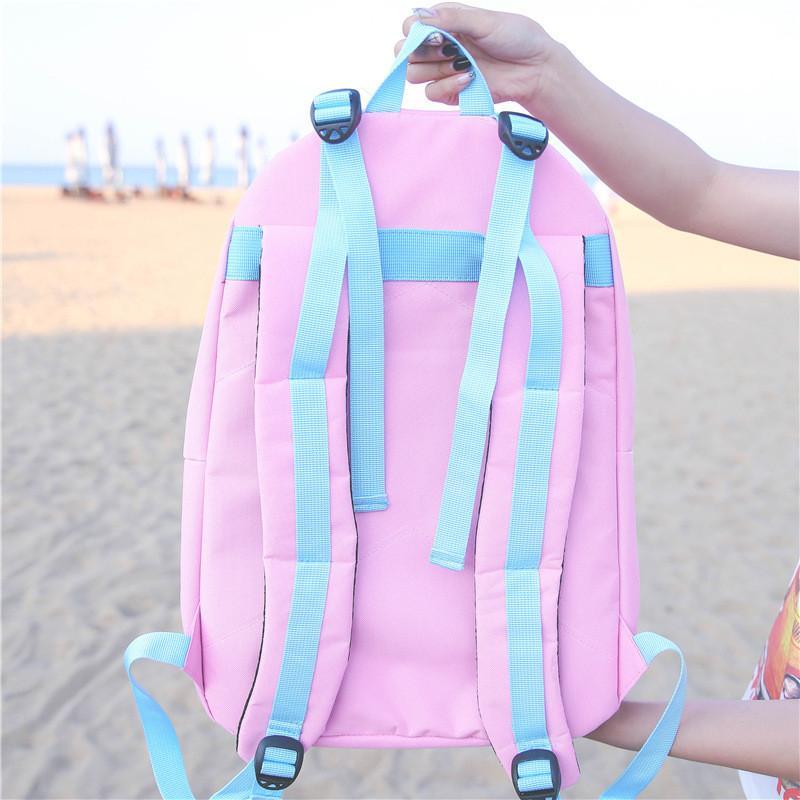 学院风情侣款帆布休闲背包潮牌时尚旅行双肩包学生字母印花书包