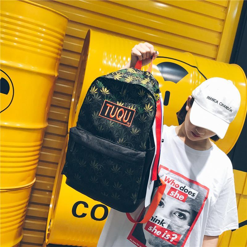 港风潮牌双肩包书包男时尚潮流校园学生女印花渐变色旅行电脑背包