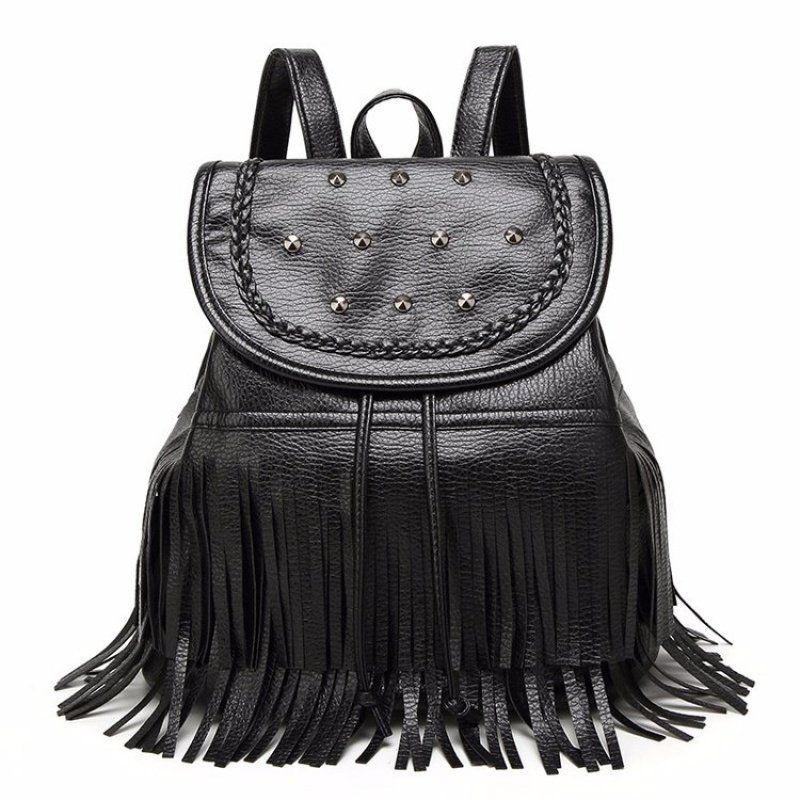 双肩包女韩版时尚流苏背包2017新款潮流女包书包百搭旅行包潮