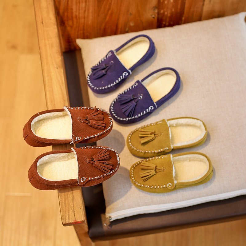 2017秋冬新款童鞋韩版儿童棉鞋男童加绒保暖鞋女童防滑缝包豆豆鞋