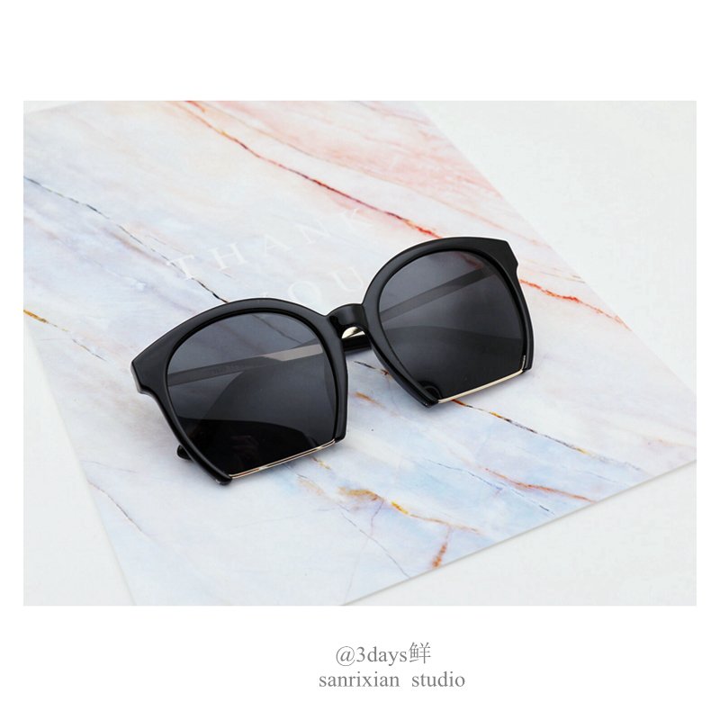 2017韩国明星款半框圆脸墨镜个性复古 偏光防紫外线太阳眼镜女潮