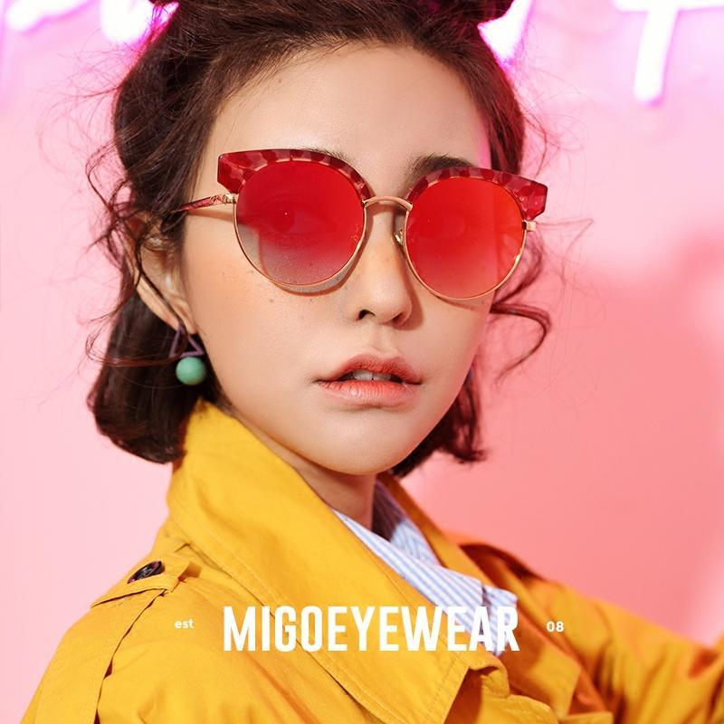 夏新款渐变红膜太阳镜男复古眼镜圆形大框经典潮人个性墨镜女