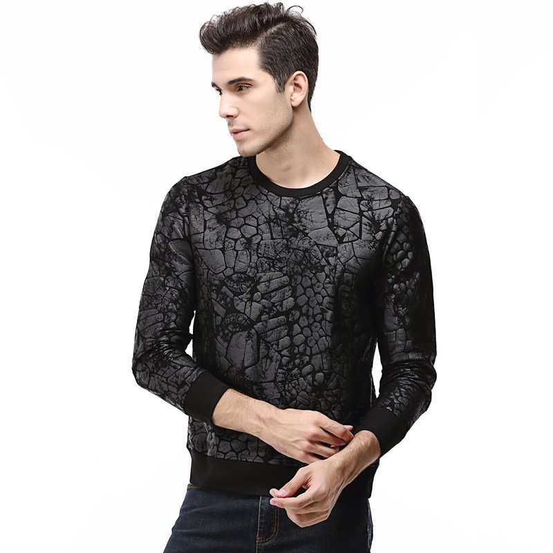 男士长袖皮层圆领打底衫大码卫衣男装-