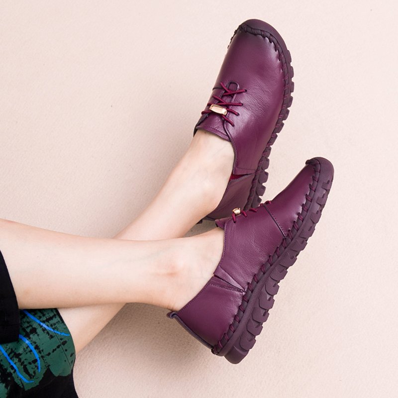 休闲单鞋女式春秋季真皮软底鞋舒适女鞋开车练车鞋旅游豆豆鞋女新