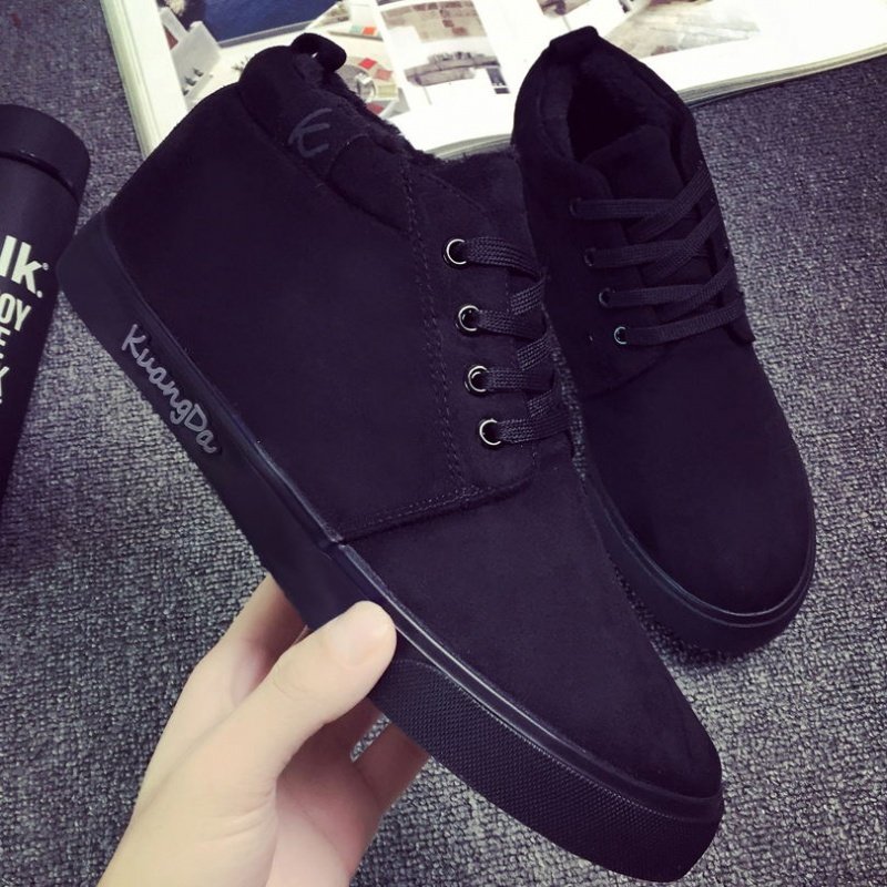 韩版冬季男鞋保暖棉鞋加绒加厚帆布鞋雪地鞋高帮休闲鞋潮鞋板鞋子