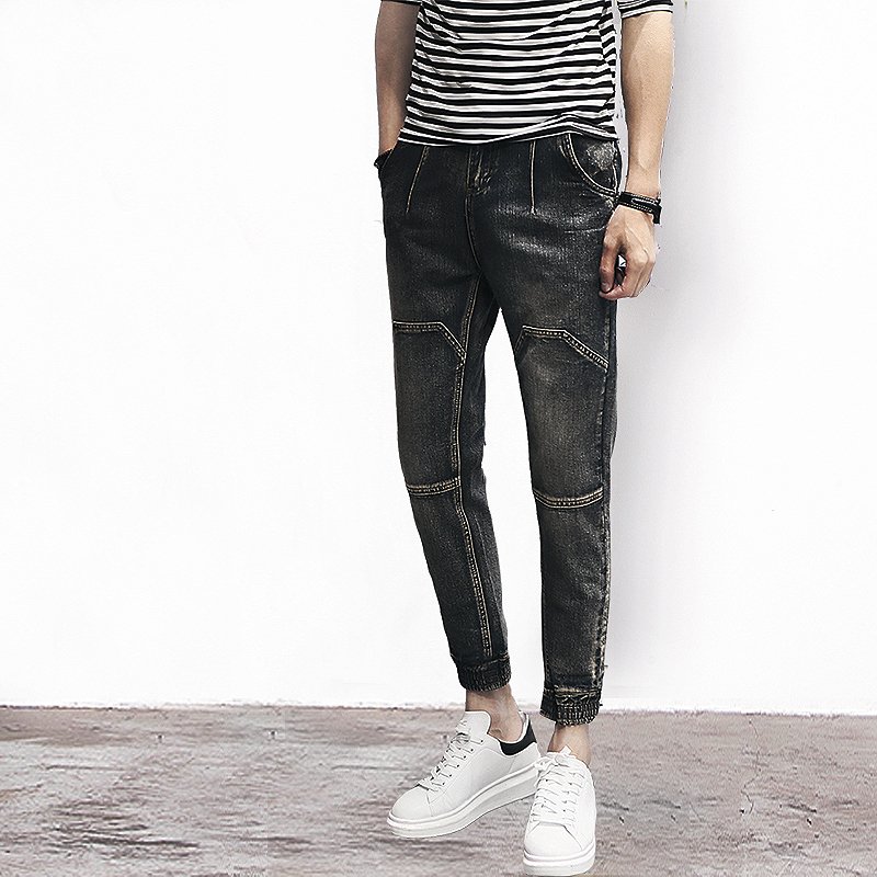 夏季常规上班其他九分裤青年修身小脚小直脚青春流行潮微弹年拉链中低腰牛仔裤