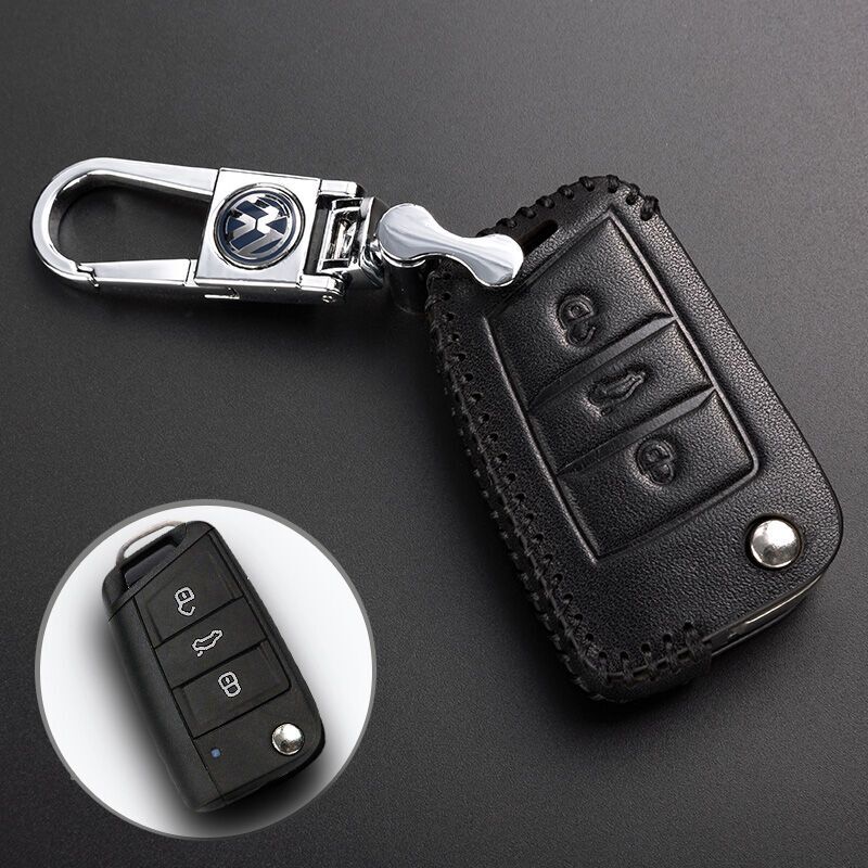 大众真皮汽车钥匙包专车专用牛皮男士女士钥匙套钥匙扣款折叠型款帕萨特途观高尔夫凌度