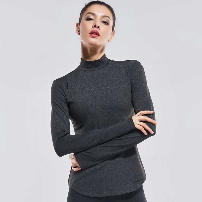 健身服女长袖秋冬弹力紧身衣速干跑步训练运动上衣瑜伽服