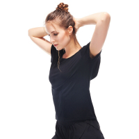 运动T恤女速干健身衣短袖透气跑步服宽松露背休闲瑜伽罩衫黑色FBF74701