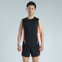 运动套装2017男马拉松田径服紧身背心健身衣短裤运动服跑步足球篮球服透气训练服