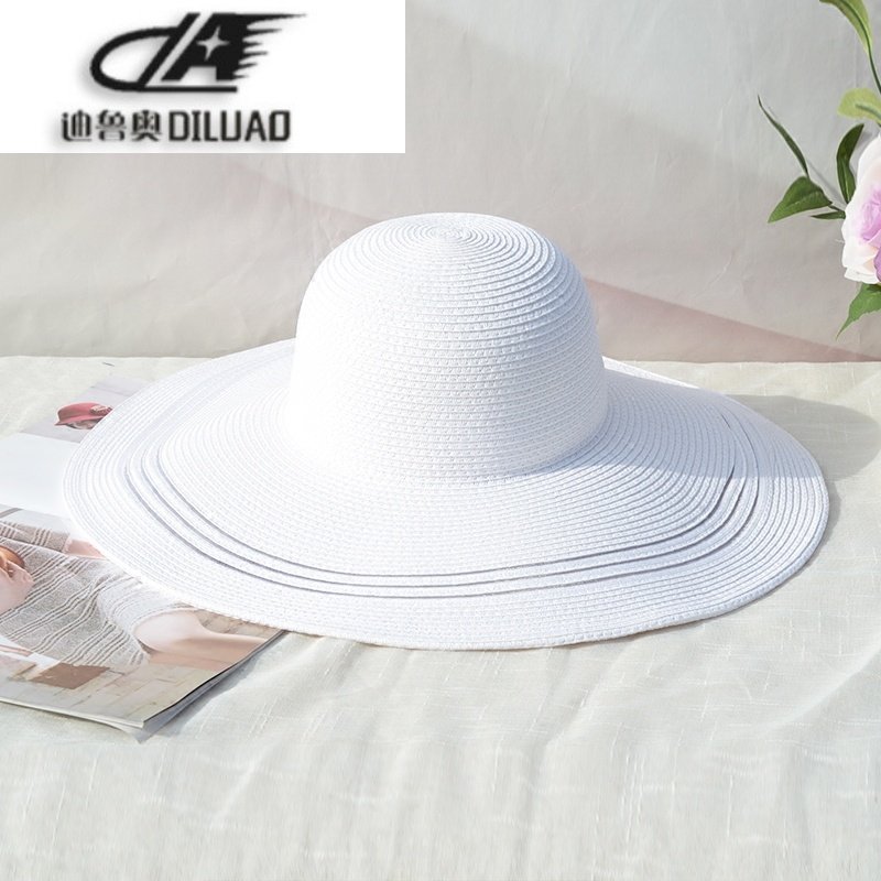 帽子女夏遮阳帽夏天女士韩版潮大沿折叠沙滩太阳帽防晒百搭草帽潮