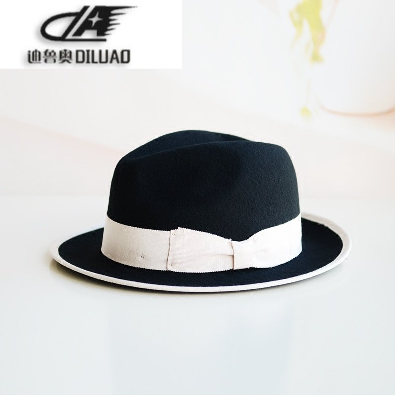 秋冬毛呢帽子女欧美英伦复古卷边小礼帽韩版百搭休闲羊毛爵士帽潮