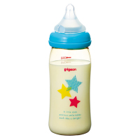 日本原装进口Pigeon贝亲接近母乳实感宽口径PPSU奶瓶 240ml 蓝色星星图案