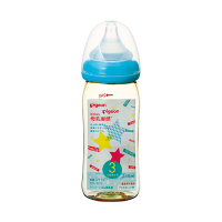 日本原装进口Pigeon贝亲接近母乳实感宽口径PPSU奶瓶 240ml 蓝色星星图案