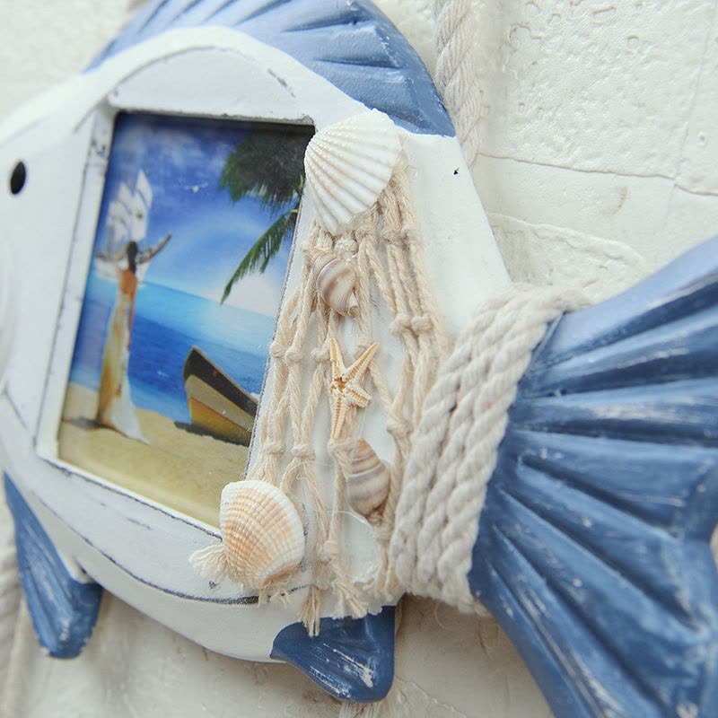 创意地中海风格渔网船锚创意酒吧摆件船舵装饰海星照片墙配件 11个佩饰组合图片