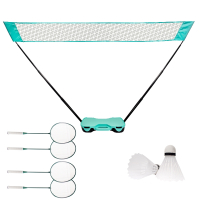 魅扣羽毛球网架便携式简易移动标准户外亲子运动快开训练网套装_套盒网架配套球拍4支羽毛球2个