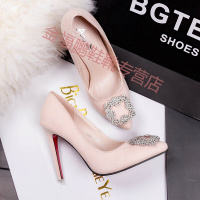 品牌女鞋2017夏季新款职业单鞋女鞋尖头高跟鞋女鞋中跟浅口单鞋女鞋