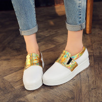 CAETIENT夏季新款欧美时尚学生百搭板鞋女轻便舒适透气乐福鞋女套脚平底鞋厚底增高女鞋女单鞋3.5