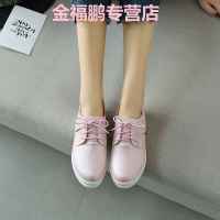 品牌女鞋休闲鞋英伦学院风平底小皮鞋2017秋季新款厚底松糕底内增高女单鞋学生潮系带休闲旅游