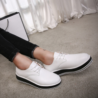 CAETIENT2017秋季新款圆头系带小白鞋女百搭韩版厚底白鞋女经典松糕底女鞋