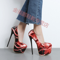 品牌女鞋2017年新款高跟性感气质高跟鞋18CM舞台鞋防水台夜店女鞋鱼嘴高跟鞋