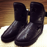 CAETIENT星星短靴雪地靴女羊皮毛一体2017新款冬季圆头平底防滑棉鞋潮流学院风冬季保