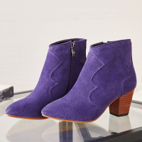 CAETIENT2017新款秋季女靴短靴中跟磨砂英伦复古尖头磨砂马丁靴粗跟裸靴