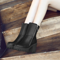 CAETIENT英伦风手工两穿马丁靴英伦复古短靴2017冬季新款大码粗跟女靴高跟厚底