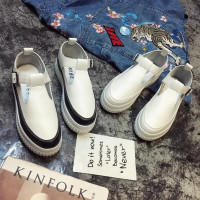 品牌女鞋厚底皮带扣学生休闲鞋小白鞋女百搭平底运动板鞋拼色学生鞋扣带女潮鞋